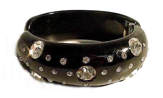 Bakelite Clamp Bracelet w/ Rhinestones