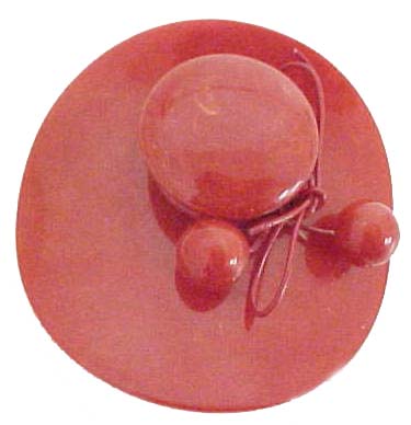 Bakelite 'Cherries' Hat Shaped Pin