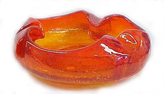 Viking Flame Colored Crackle Glass Ashtray