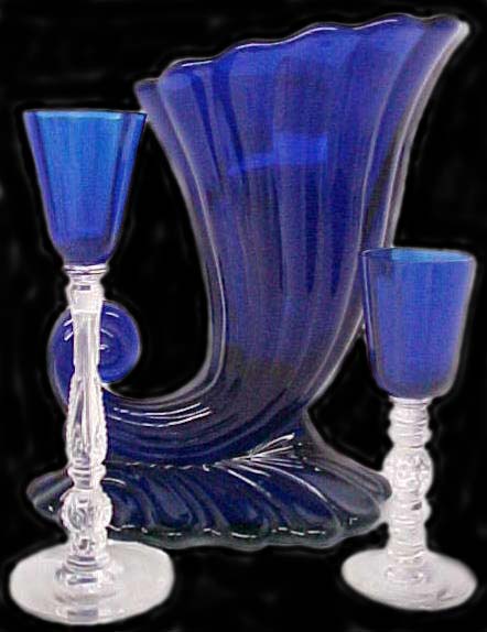 Heisey Barbara Fritchee Cordial, Warwick Cornucopia, and Spanish Cordial