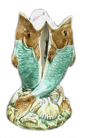 Majolica Triple Fish Vase